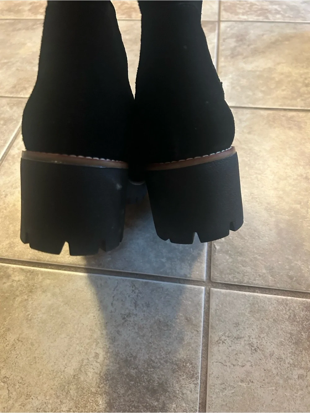 Blondo Deon Black Waterproof Suede Lug Sole Tall Boots